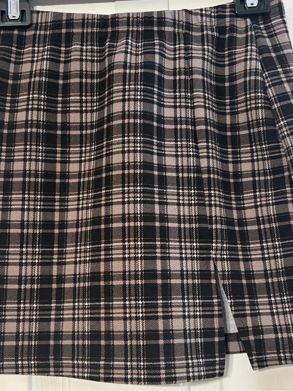 SHEIN Black and Beige Plaid Mini Skirt